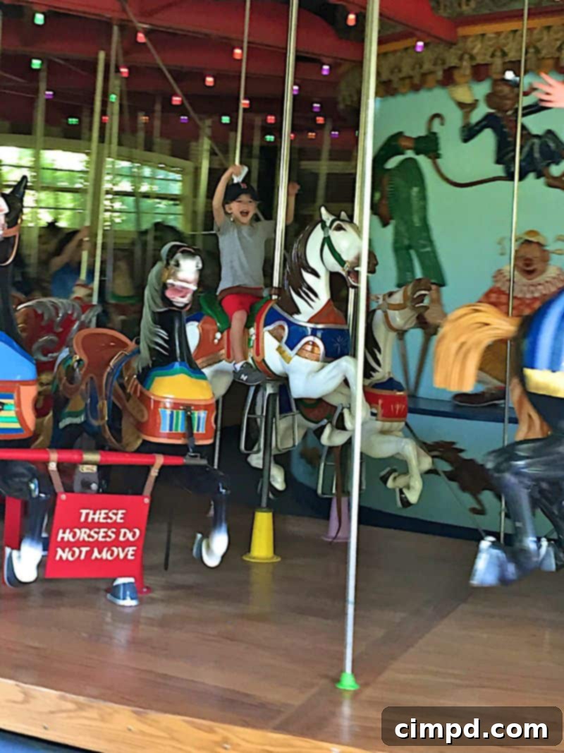Children riding the historic Central Park Carousel