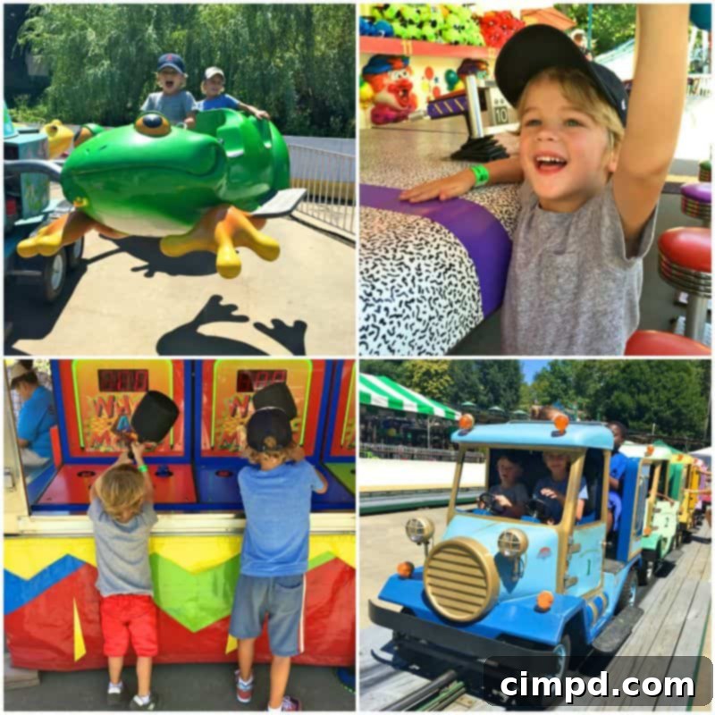 Children enjoying rides at Victorian Gardens amusement park