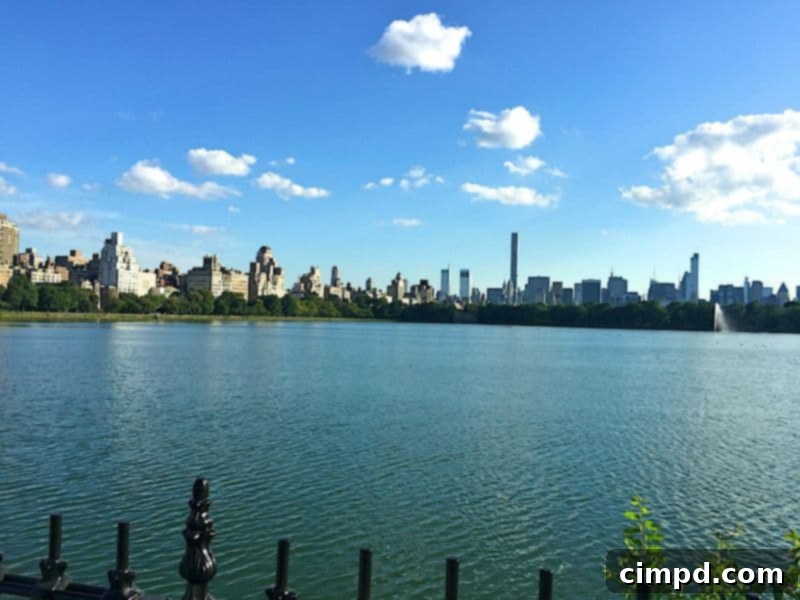 Scenic view of Central Park Reservoir on a clear day