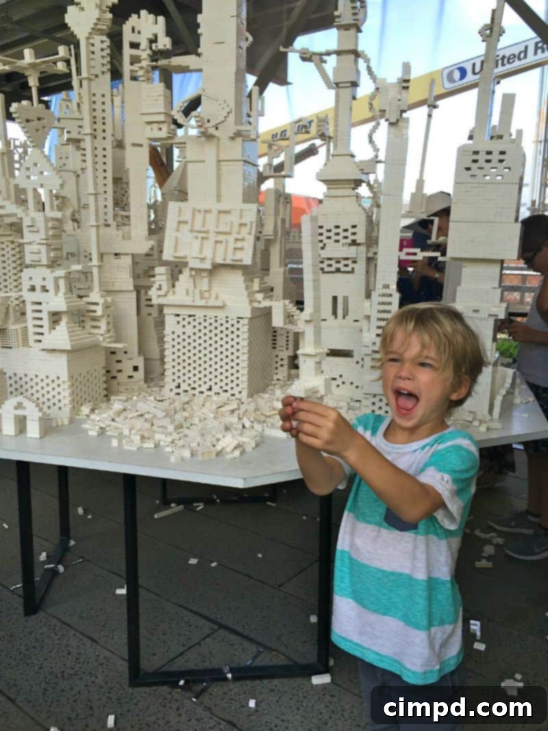 Children playing at the interactive Lego project on The High Line