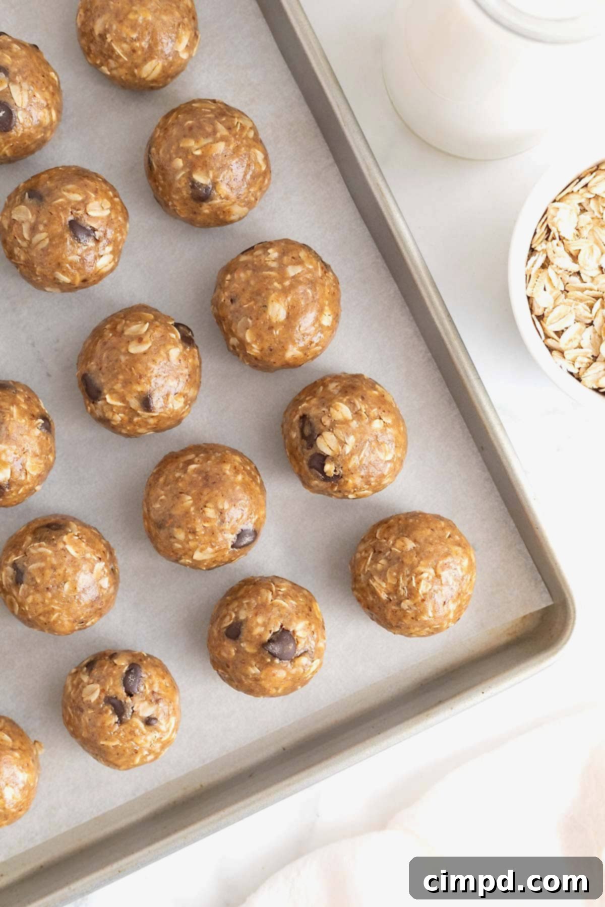 Lactation bites on a parchment lined baking sheet.