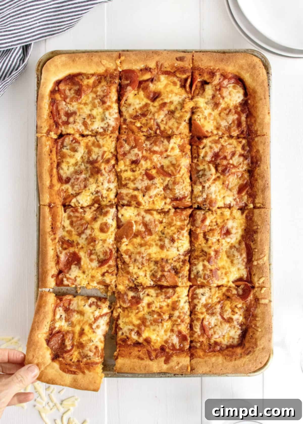 Tray-Baked Pizza Perfection 2 Scrumptious Sheet Pan Pizza by The BakerMama, fresh out of the oven