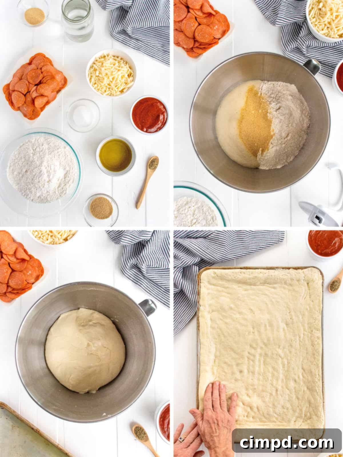 Tray-Baked Pizza Perfection 5 Homemade pizza dough rising on a sheet pan, ready for toppings.