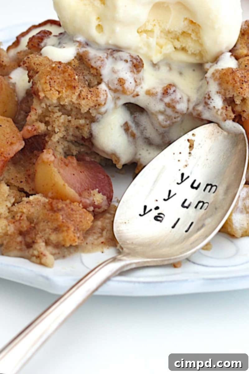 Another view of the Snickerdoodle Peach Cobbler, showing its appealing texture and golden-brown crust