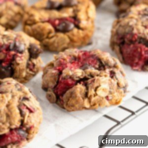Fudgy Flourless Dark Chocolate Raspberry Oat Cookies 12 Flourless Dark Chocolate Raspberry Oatmeal Cookies by The BakerMama