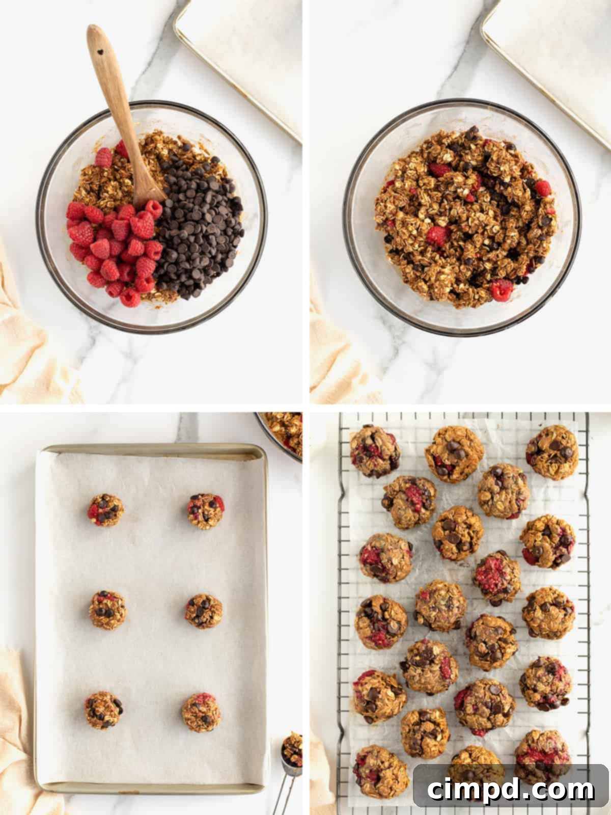 Fudgy Flourless Dark Chocolate Raspberry Oat Cookies 8 Flourless Dark Chocolate Raspberry Oatmeal Cookies by The BakerMama