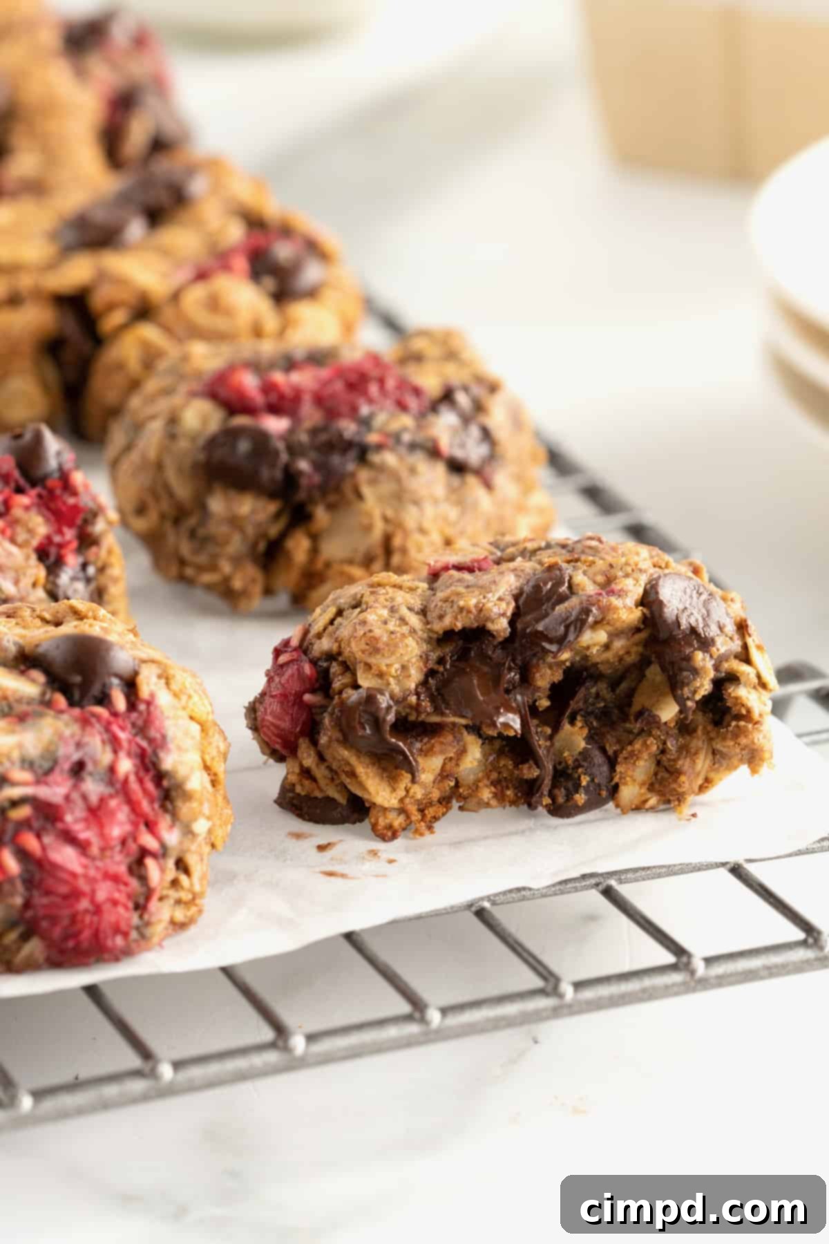 Fudgy Flourless Dark Chocolate Raspberry Oat Cookies 9 Flourless Dark Chocolate Raspberry Oatmeal Cookies by The BakerMama