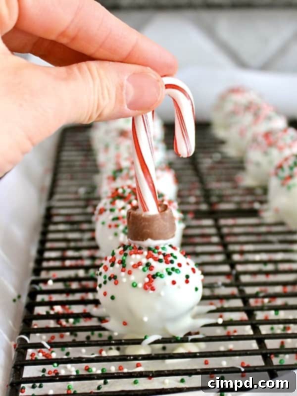 A stunning close-up of a finished Ornament Brownie Ball, showcasing its festive decoration and perfect presentation, ready for serving.