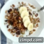 Wholesome Maple Walnut Granola 2 A small bowl of homemade Maple Walnut Granola, ready for breakfast or a snack.