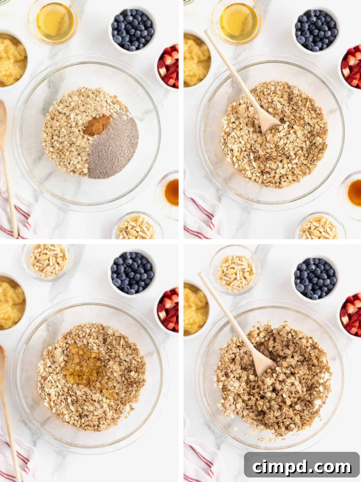 Steps to make overnight oats bars.