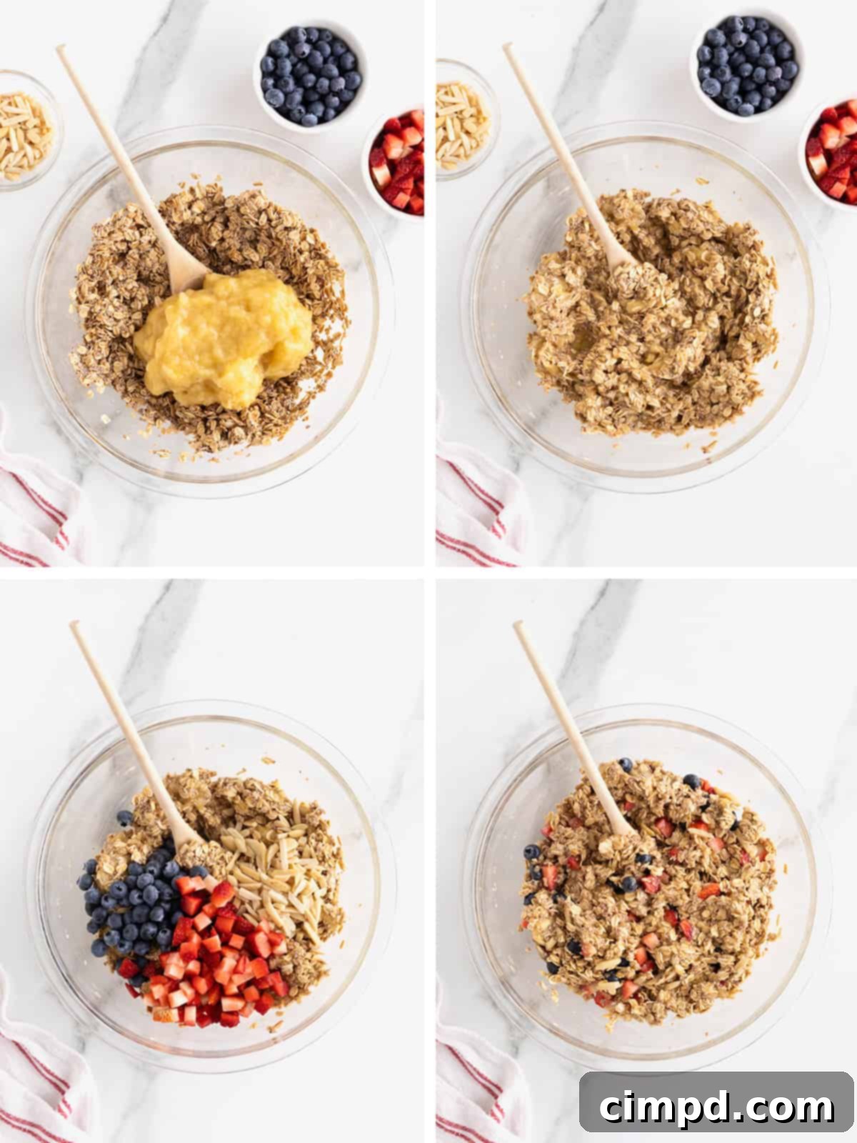 Steps to make overnight oats bars.