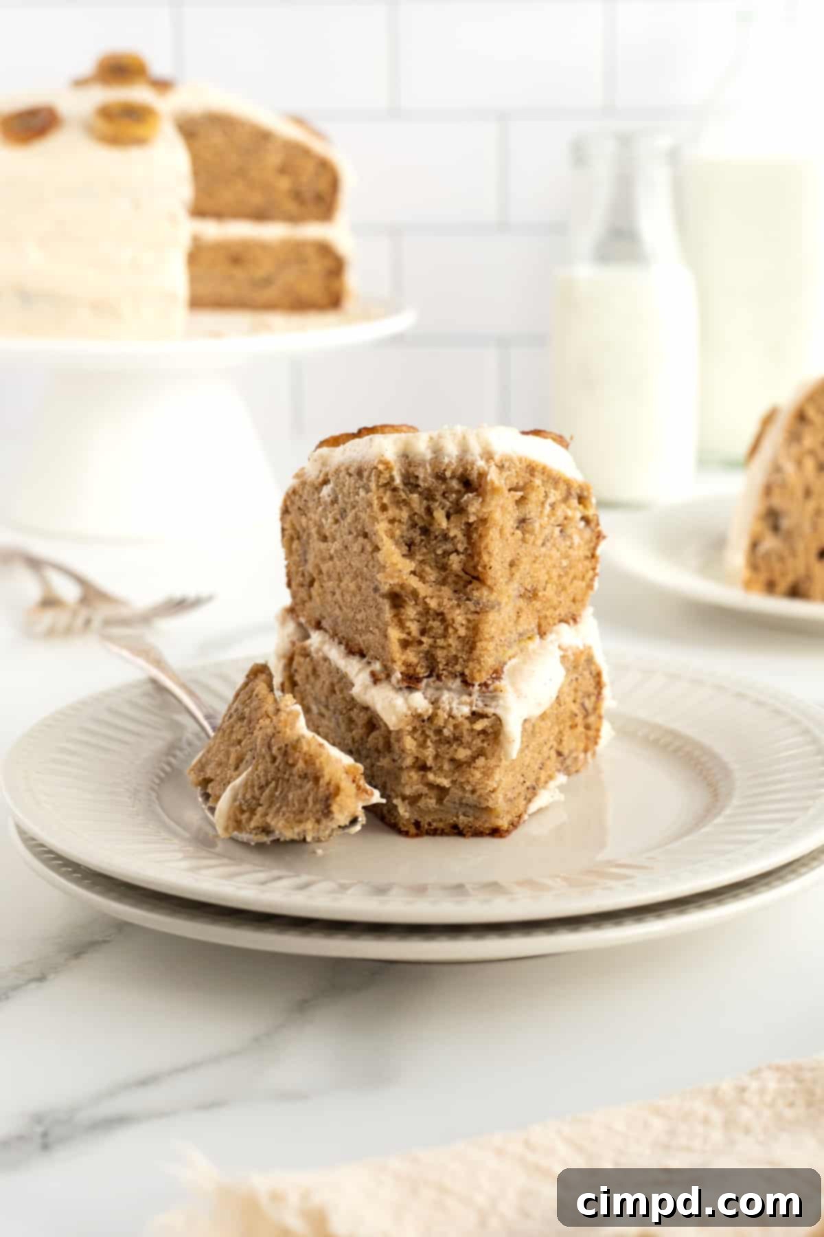 Nutty Brown Butter Banana Cake 6 Slice of Banana Cake with Brown Butter Frosting