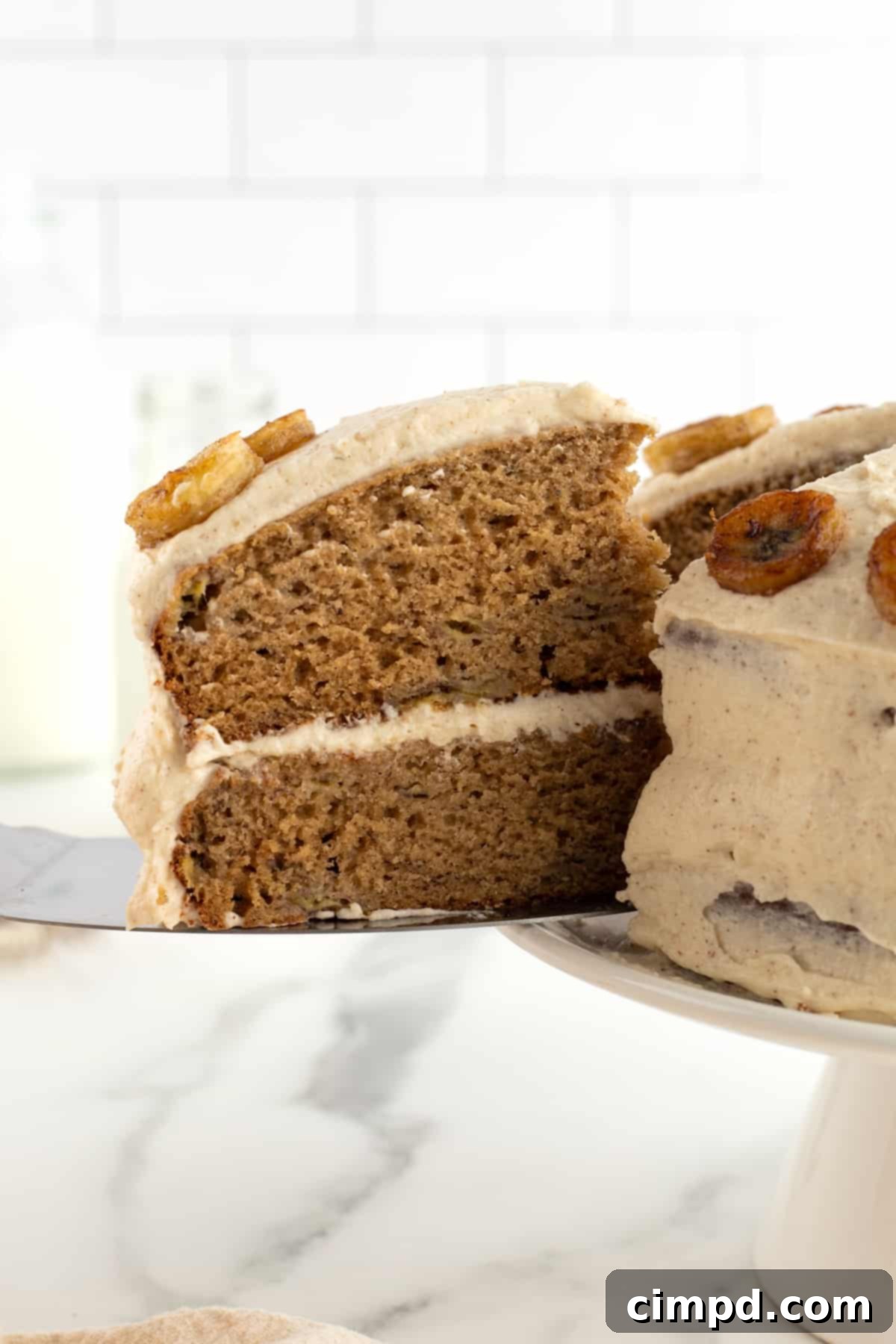 Nutty Brown Butter Banana Cake 7 Close-up of Brown Butter Frosting on Banana Cake
