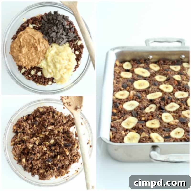 Platter of freshly made No-Bake Chunky Monkey Granola Bars, ready to be enjoyed