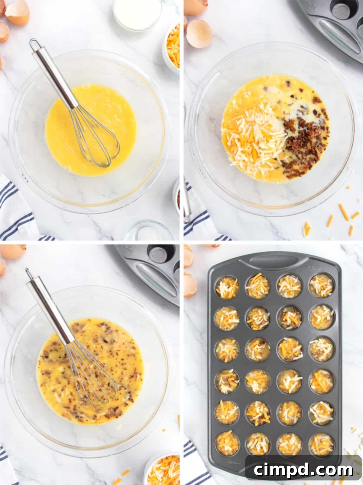 Bacon and Cheese Egg Bites 2 A tray of freshly baked bacon and cheese egg bites, golden and ready to be served.