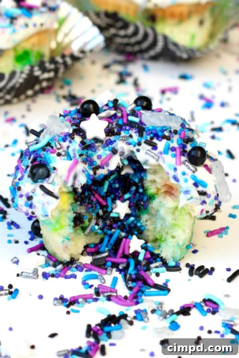 Delicious Cosmic Cupcakes with galaxy sprinkles, ready for Space Exploration Day celebration