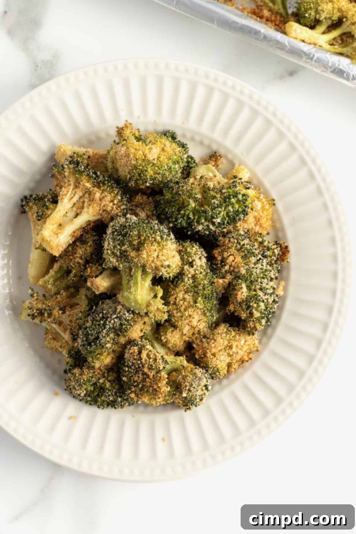 Crispy Oven Fried Broccoli cooked to golden perfection