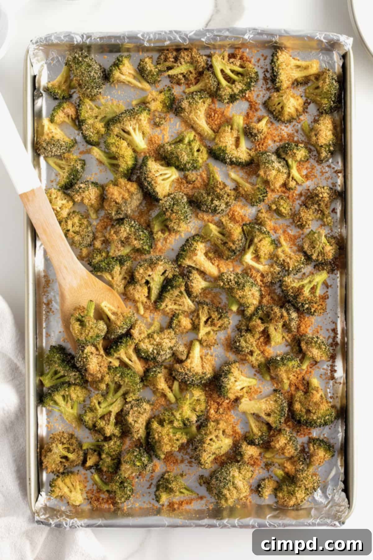 Crispy Oven Fried Broccoli ready to be served