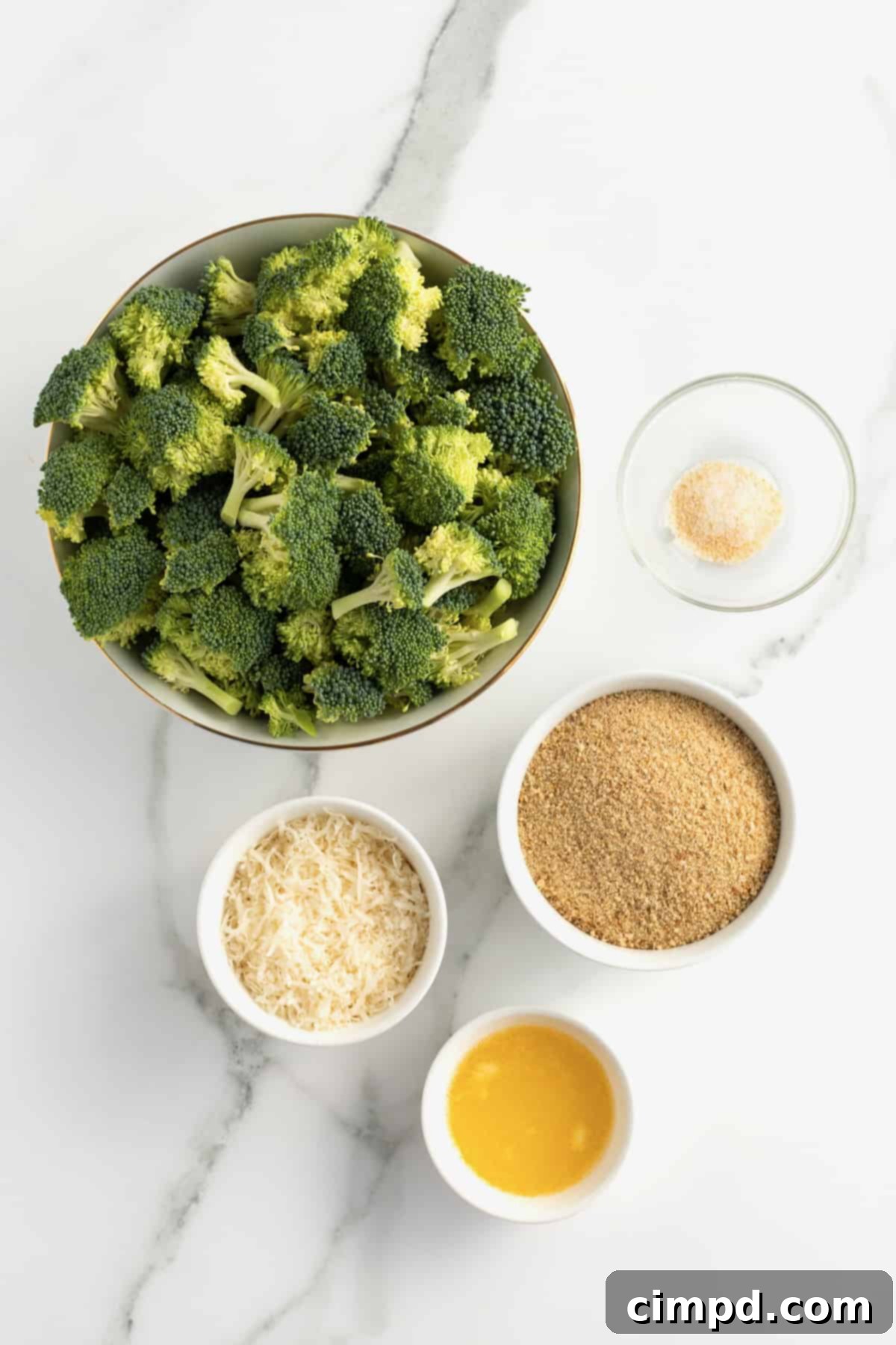 Ingredients for Crispy Oven Fried Broccoli laid out