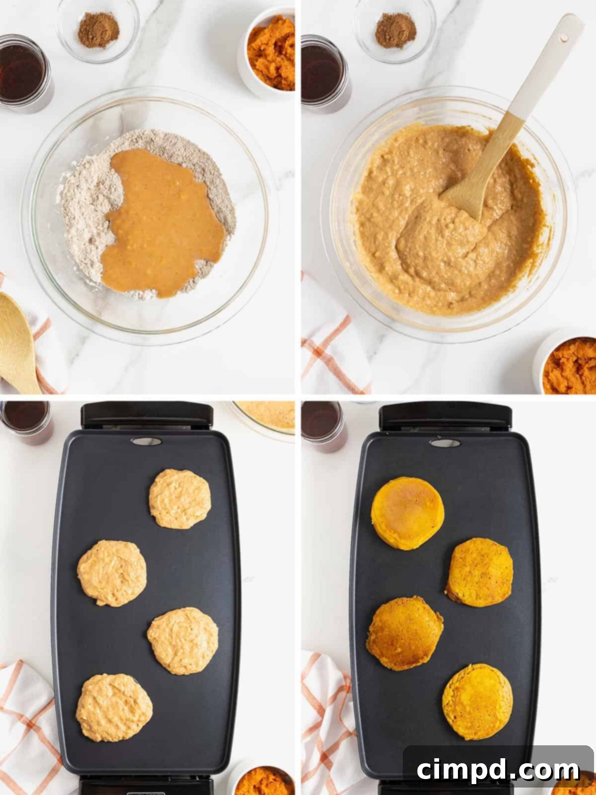 Autumn Pumpkin Banana Pancakes with Pumpkin Spice Drizzle 9 Steps to make pumpkin banana pancakes.