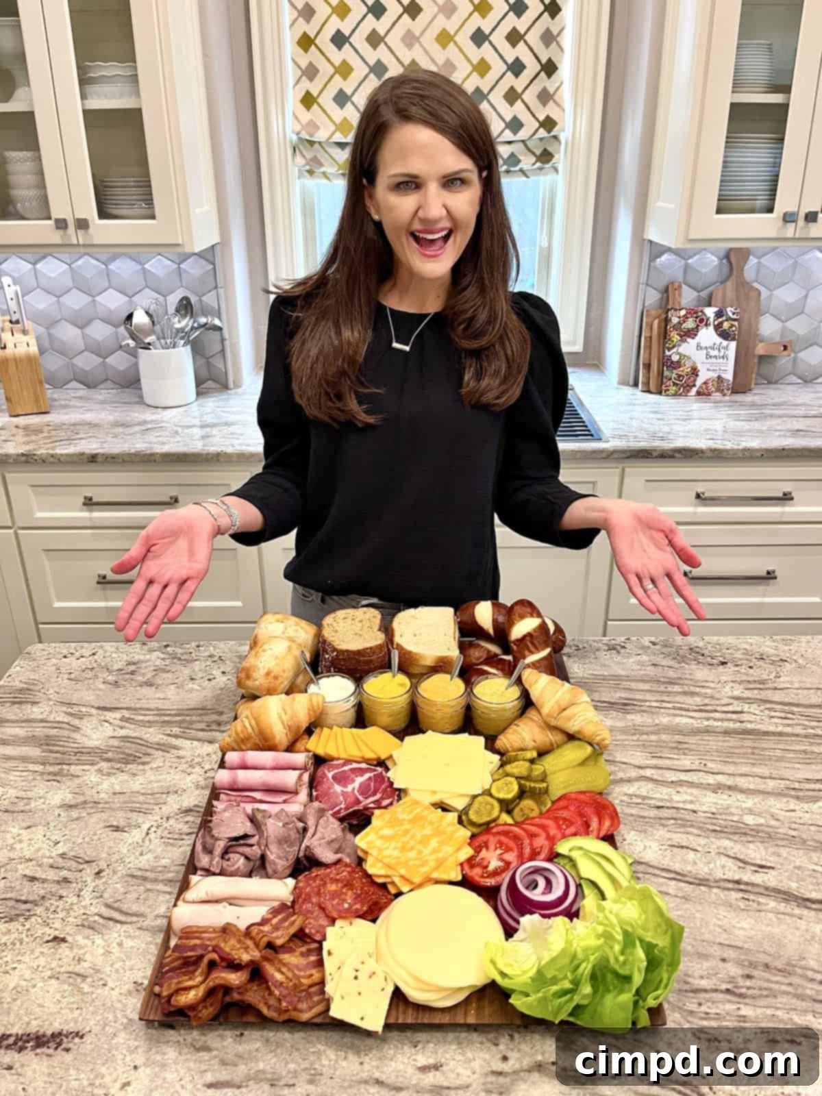 Craft Your Perfect Sandwich Board 3 A close-up shot of a beautifully arranged Build-Your-Own Sandwich Board with various ingredients.