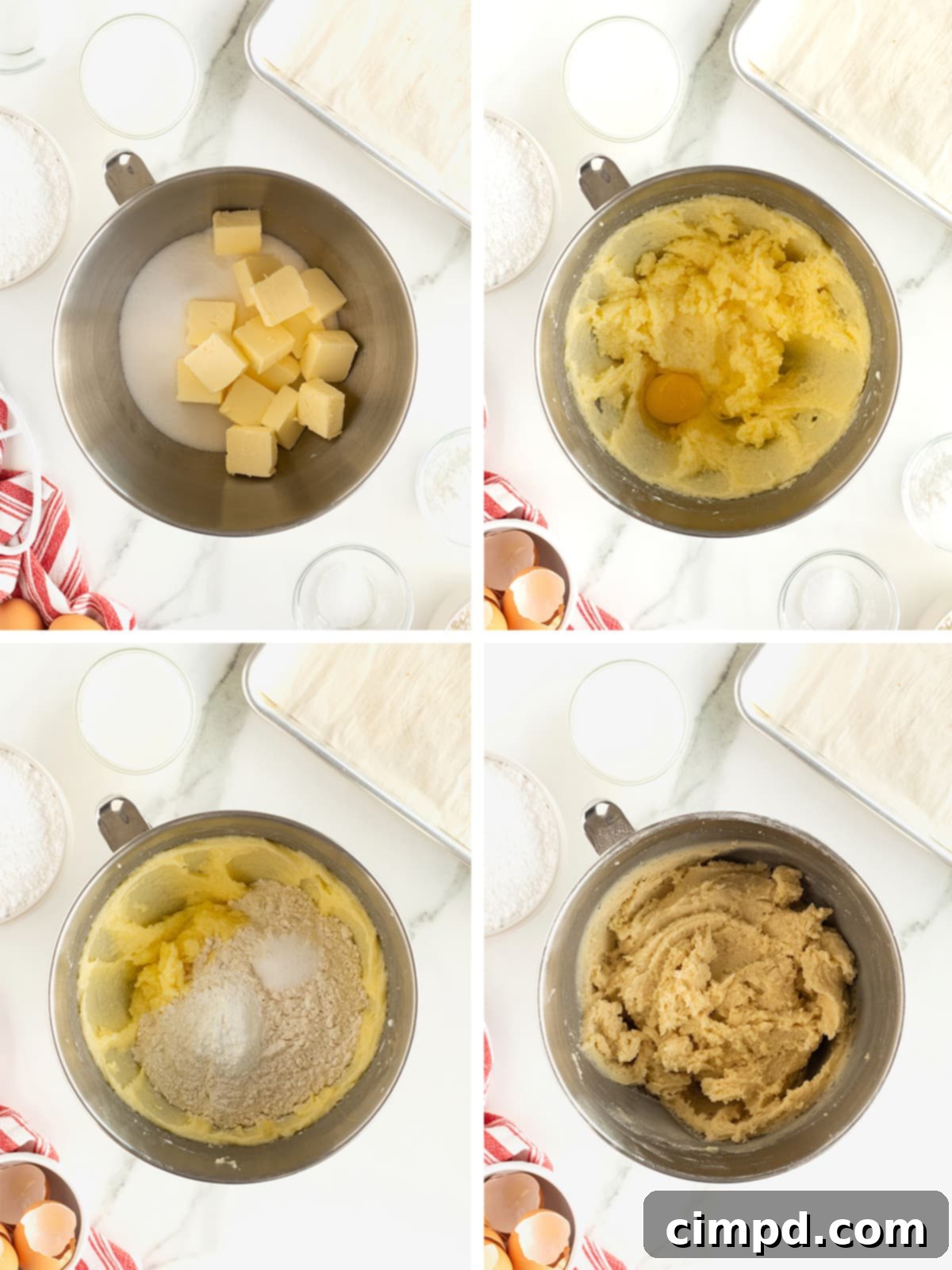 Steps to make sugar cookie dough.