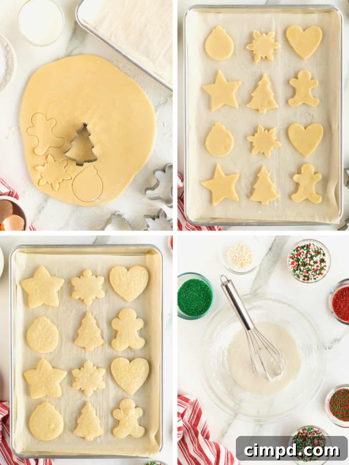 Steps to make holiday sugar cookies.