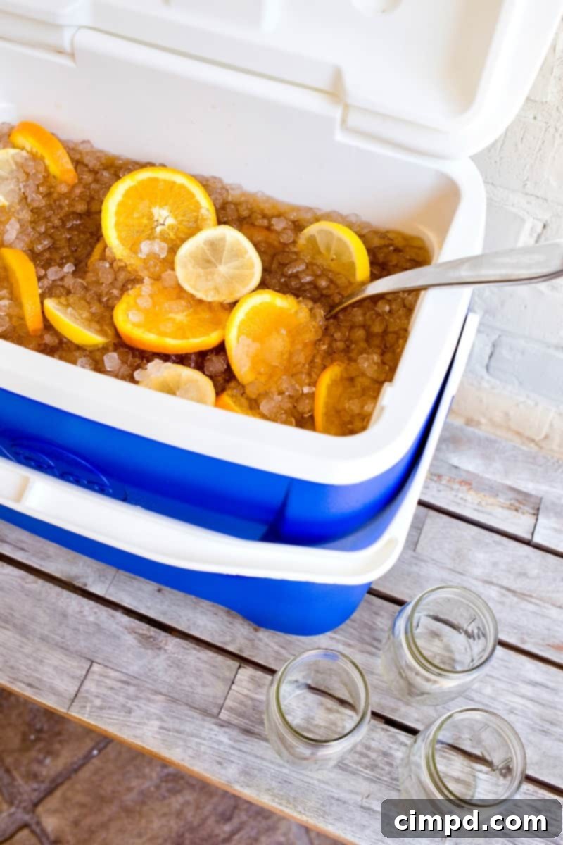 Cooler Tea Refreshment 6 Large pitcher of Ice Chest Tea being served