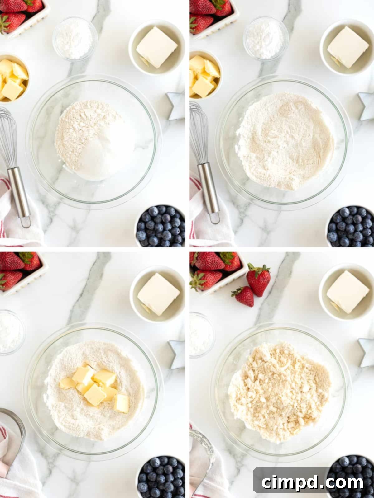 Star-Spangled Celebration Cookies 7 Visual steps illustrating the process of making Fourth of July Star Cookies, from mixing dough to cutting shapes.