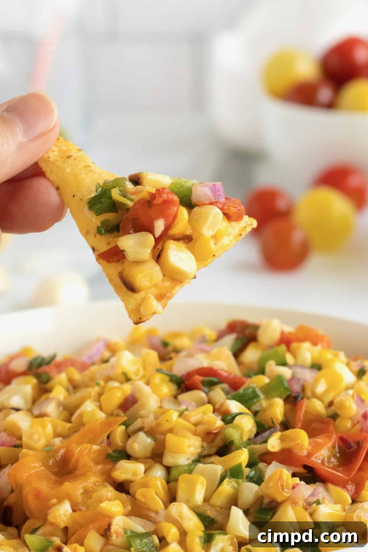 Fresh Grilled Corn Salsa with Roasted Tomatoes - The BakerMama Recipe