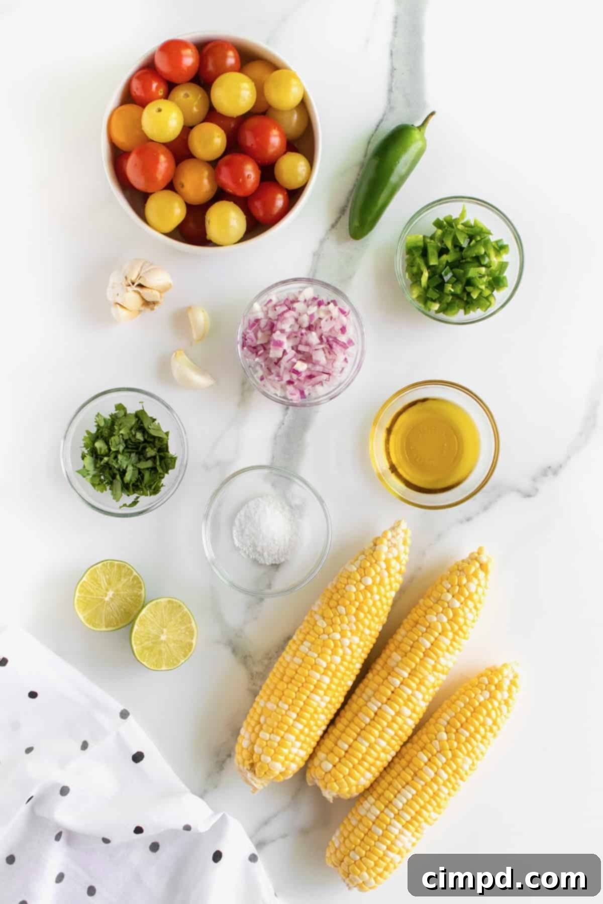 Fresh Ingredients for The BakerMama Grilled Corn Salsa Recipe