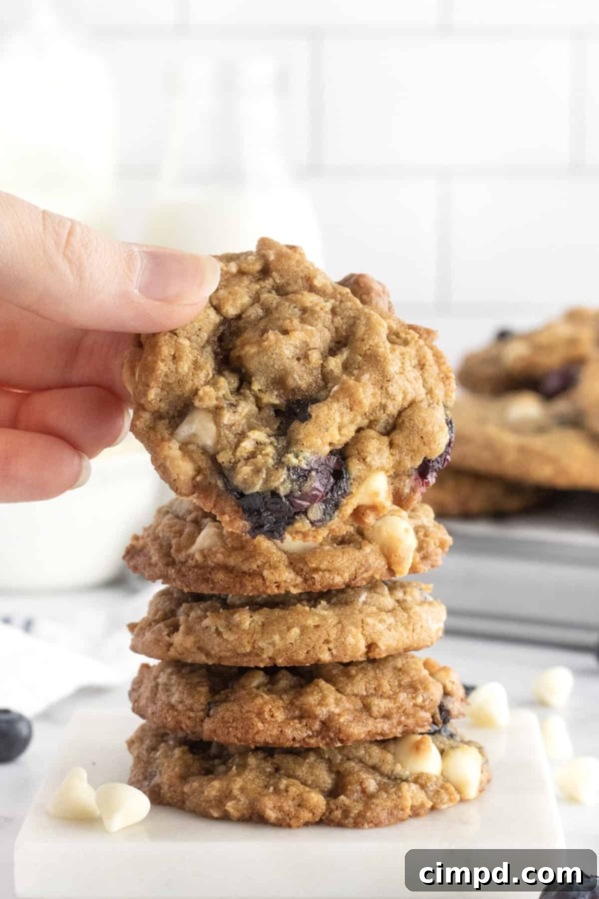 Luscious White Chocolate Blueberry Oatmeal Cookies 3 White Chocolate Blueberry Oatmeal Cookies by The BakerMama