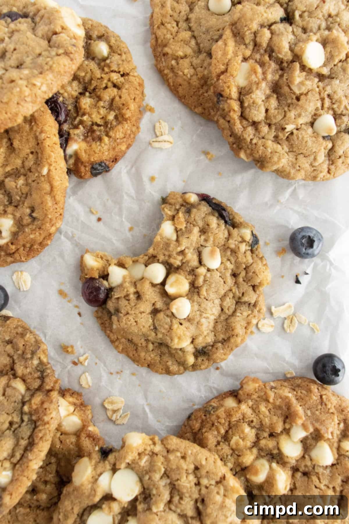 Luscious White Chocolate Blueberry Oatmeal Cookies 4 White Chocolate Blueberry Oatmeal Cookies by The BakerMama