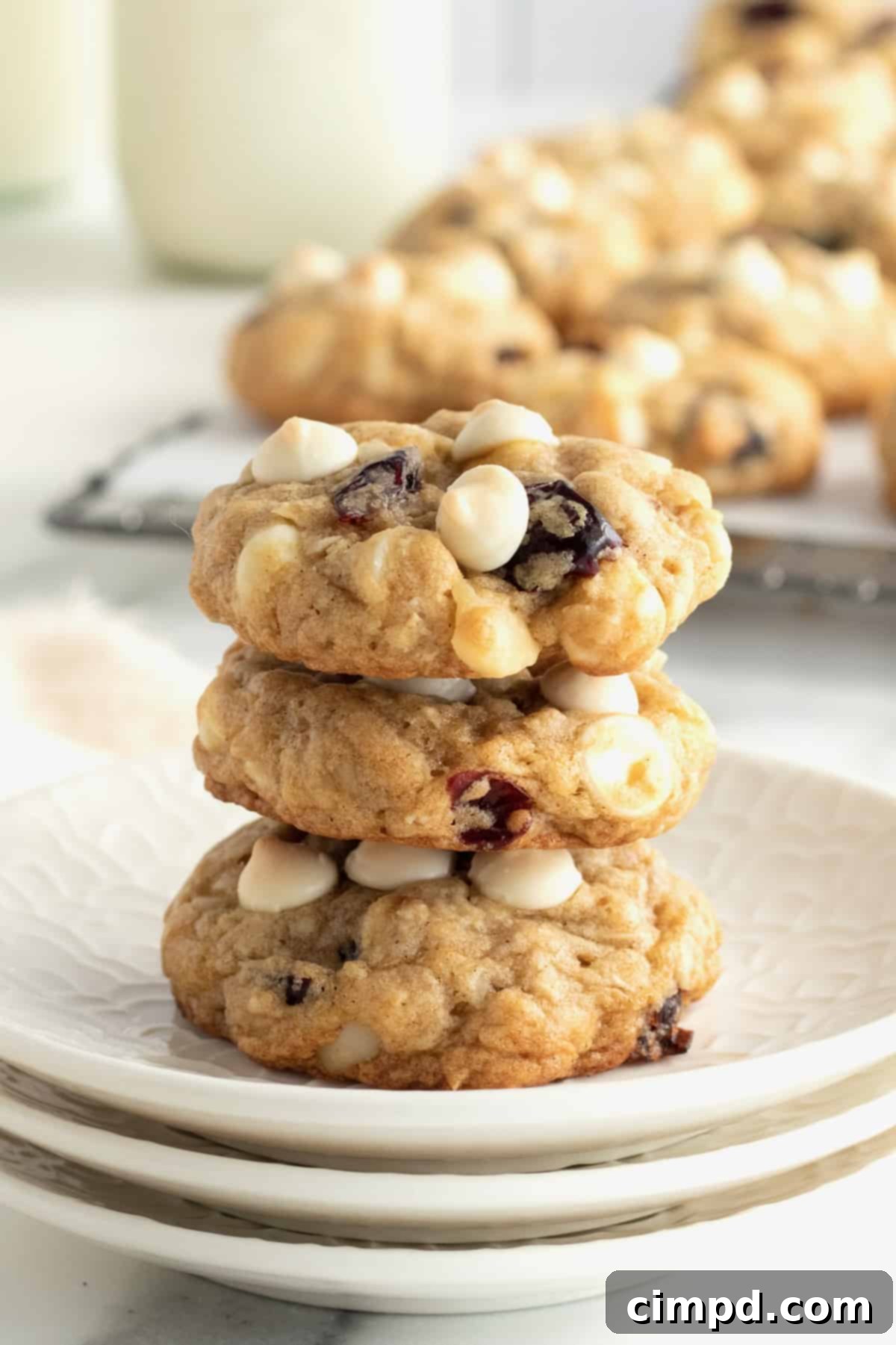 White Chocolate Chip Macadamia Nut Oatmeal Cranberry Cookies 2 Close-up of baked Oatmeal Cranberry White Chocolate Chip Macadamia Nut Cookies