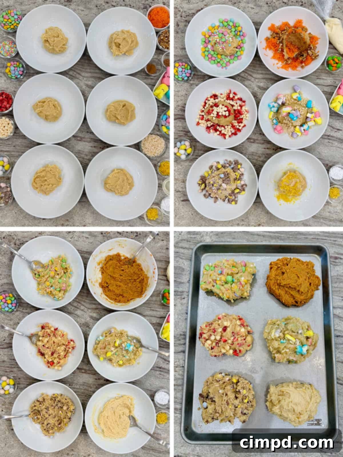 Steps to make Easter cookie bars.